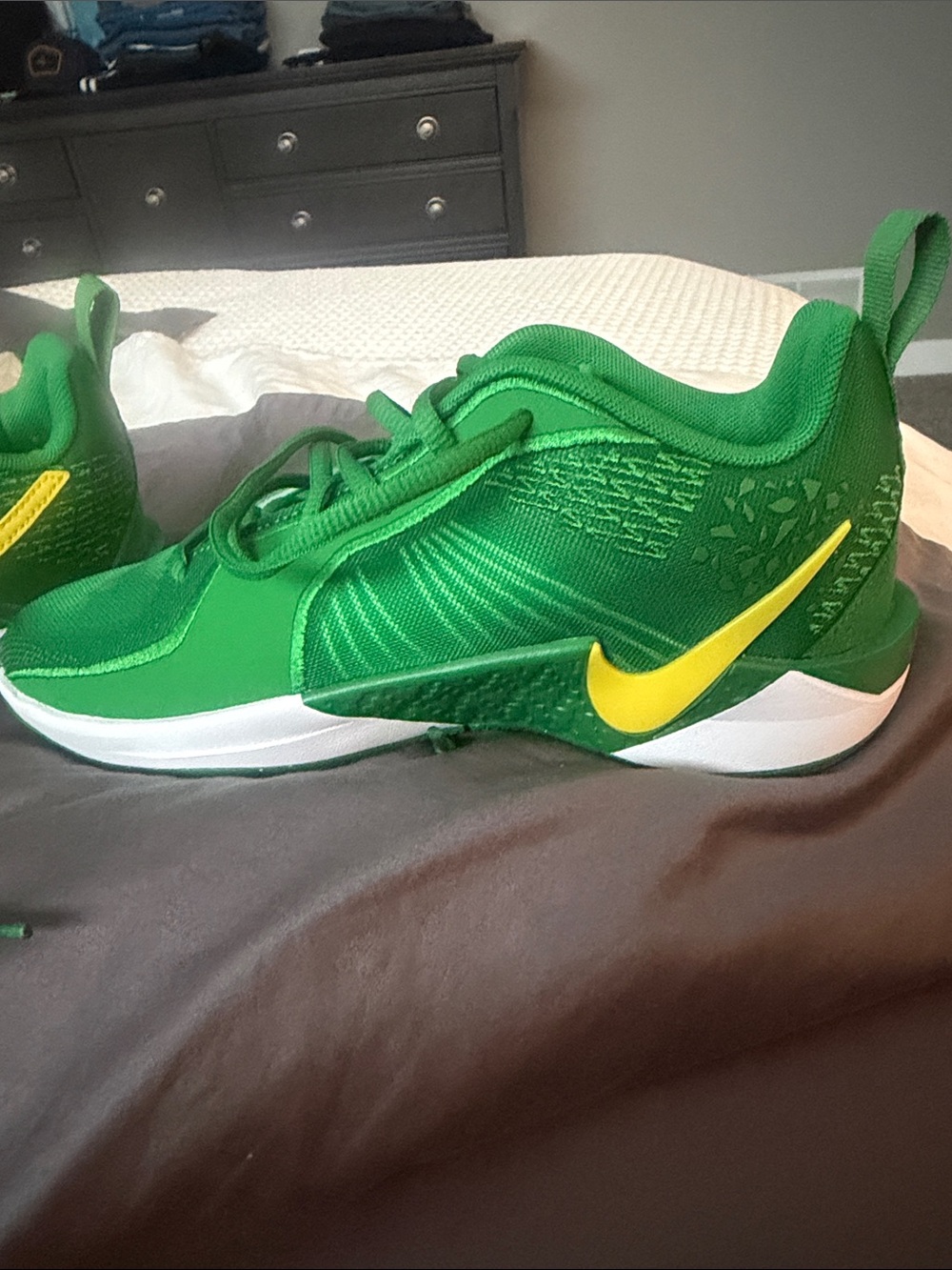 Nike Kids Sabrina Green Sneakers with Yellow Swoosh. Size 4. Brand new.